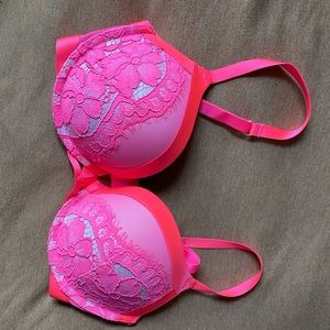 Hot Pink Lace Very Sexy Push Up Bra